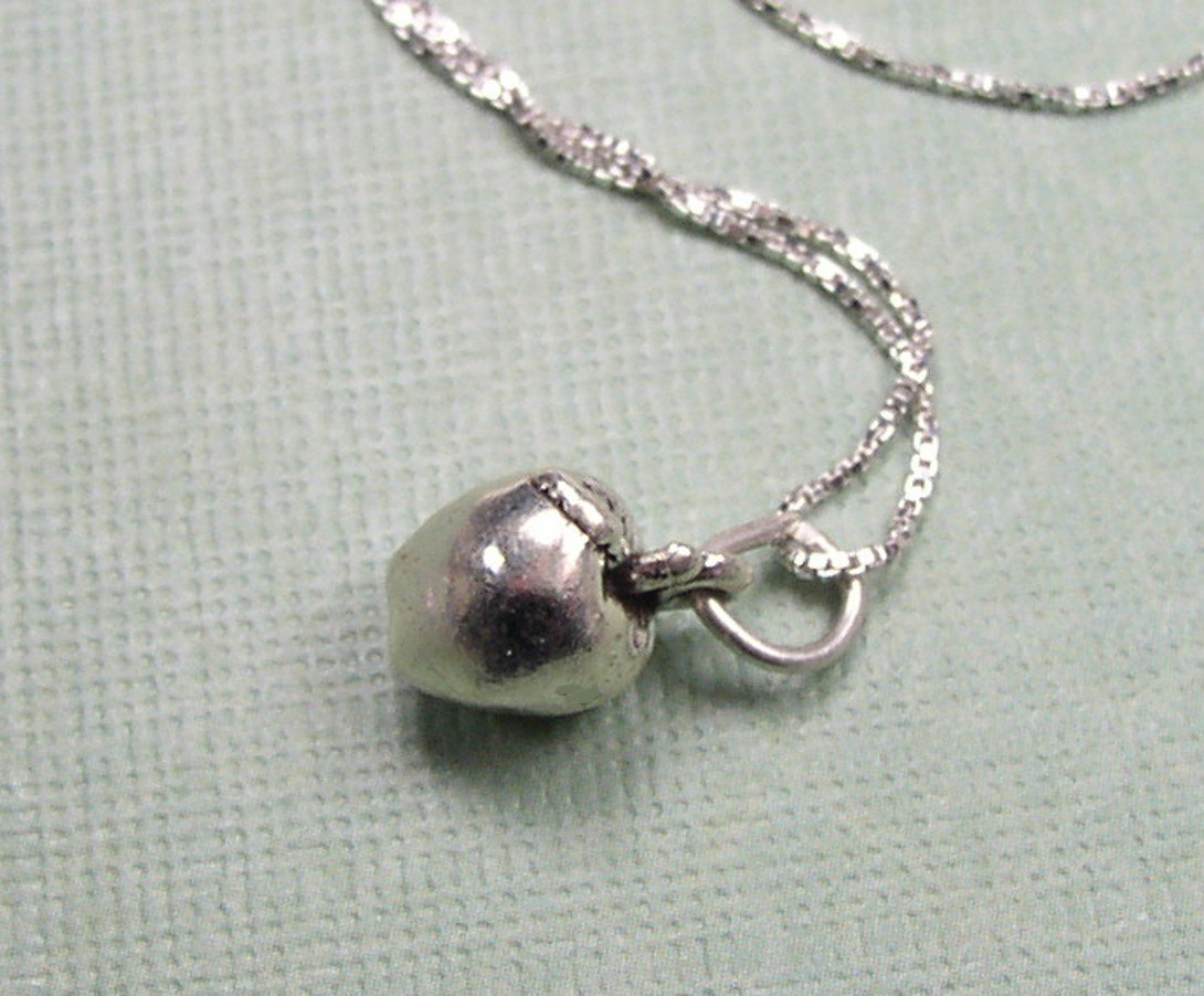 Sterling Silver Apple Charm Pendant and Chain