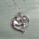 Sterling Silver Mother and child heart Pendant and Chain