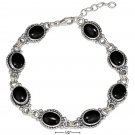 Sterling Silver 7 inch Southwest style Bracelet with Black Onyx Stones