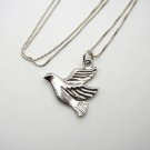 Sterling Silver three dimensional dove peace necklace