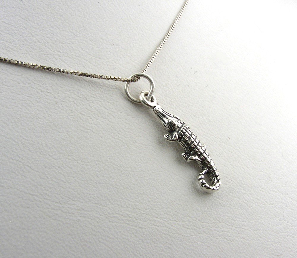 Sterling Silver Three Dimensional Alligator Necklace