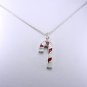 Sterling Silver Reversible Enamel Christmas Candy Cane necklace