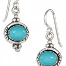 Pretty sterling silver earrings with oval genuine turquoise stones