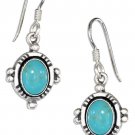Lovely sterling silver earrings with oval genuine turquoise stones