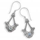 Ornate Sterling Silver Blue Topaz Earrings