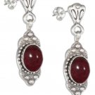 Fancy Sterling Silver Garnet Dangle Earrings