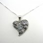 Vintage Style Sterling Silver Heart Pendant with an Amethyst and Blue Topaz and 18" chain necklace