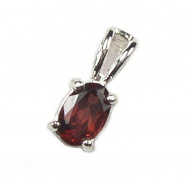 Classic Sterling Silver and Garnet Oval Pendant