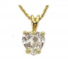 18 kt Gold Vermeil Heart shaped Cubic Zirconia stone Pendant with 18" Chain