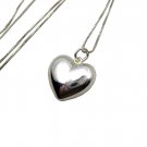 Lovely Sterling Silver puffed Heart Charm and Chain necklace