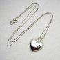 Lovely Sterling Silver puffed Heart Charm and Chain necklace