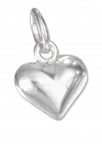 Cute Sterling Silver Small Puffed Heart Charm