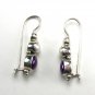 Sterling Silver Bali style Genuine Amethyst and Pearl Earrings