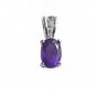 Sterling Silver Oval Amethyst gemstone Pendant with 18" chain necklace