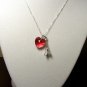 Sterling Silver Eiffel tower and Swarovski heart Love Paris chain necklace