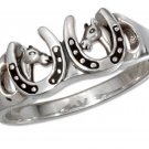 Sterling Silver Horse with horse shoes Ring Size 8