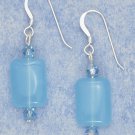 Elegant Sterling Silver Blue Chalcedony Earrings with Swarovski crystals
