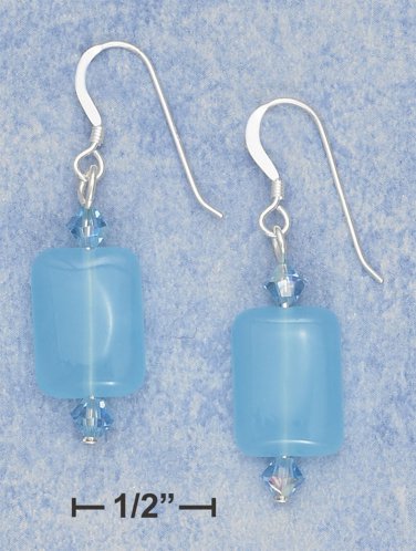 Elegant Sterling Silver Blue Chalcedony Earrings with Swarovski crystals