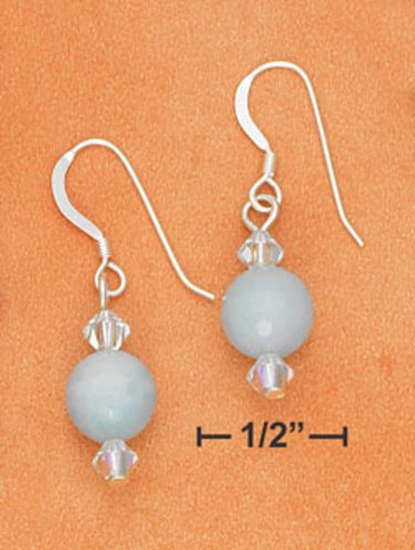 Pretty Sterling Silver Blue Amazonite Earrings with Swarovski crystals