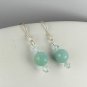 Pretty Sterling Silver Blue Amazonite Earrings with Swarovski crystals