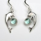 Sterling Silver Blue Topaz Dolphin Earrings