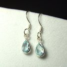 Sterling Silver Blue Topaz Tear drop dangle Earrings
