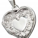 Sterling silver heart shaped Locket with decorative scrolls