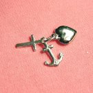 Sterling Silver Heart Cross and Anchor charm