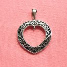 Sterling Silver Antiqued Heart Charm with Scrolls