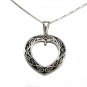 Sterling Silver Antiqued Heart Charm with Scrolls