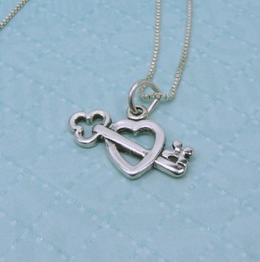 Sterling Silver Heart and Key Charm