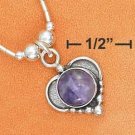 Pretty Sterling Silver Heart shaped Pendant with a Purple Charoite stone and 16 inch Necklace