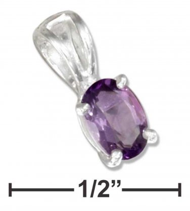 Sterling Silver Oval Amethyst gemstone Pendant with 18" chain necklace