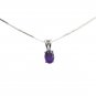 Sterling Silver Oval Amethyst gemstone Pendant with 18" chain necklace