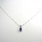 Sterling Silver Oval Amethyst gemstone Pendant with 18" chain necklace