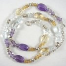 Sterling silver necklace with amethyst, citrine and blue topaz gemstones