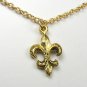 Adjustable Gold look brass Fleur de Lis necklace