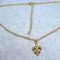Adjustable Gold look brass Fleur de Lis necklace
