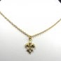 Adjustable Gold look brass Fleur de Lis necklace