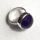 Sterling Silver Amethyst Large Round Cabochon ring sixe 6 1/2