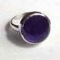 Sterling Silver Amethyst Large Round Cabochon ring sixe 6 1/2