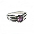 Sterling Silver Amethyst ring with a pinched band in size 7