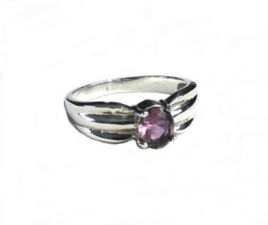 Sterling Silver Amethyst ring with a pinched band in size 7