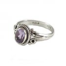 Sterling Silver Amethyst Ring with a scroll design size 8