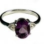 Sterling Silver amethyst ring with hearts size 9