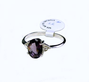 Sterling Silver amethyst ring with hearts size 9