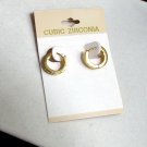 Gold Earrings - Huggie Hoops with Cubic Zirconia