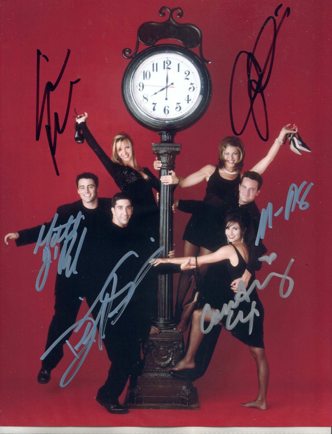 FRIENDS TV CAST - ALL -=6=- ORIGINAL SHOW MEMBERS - AMAZING HAND SIGNED AUTOGRAPHED PHOTO WITH COA