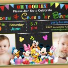 Mickey mouse Birthday Invitation,mickey mouse twins invitation,siblings invitation