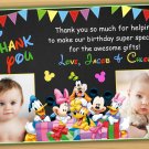 Mickey mouse thank you card,mickey mouse twins thank you card,siblings thank you card